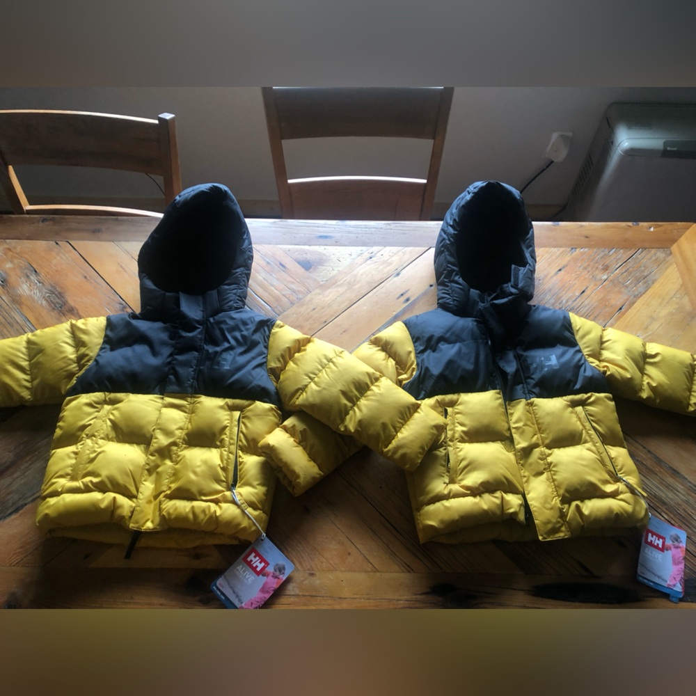 2 NWT kids size 5 Heli Hansen down jackets.